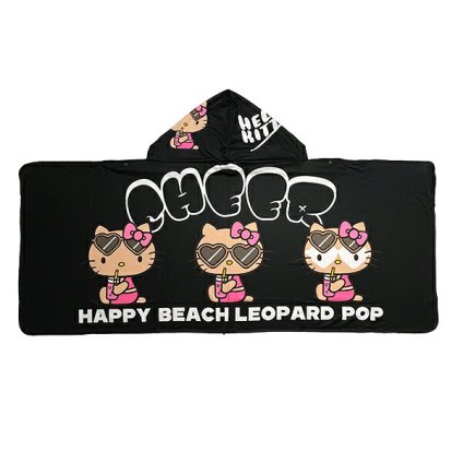 サンリオ 日焼けキティ 冷感タオルポンチョ ブラック/レオパード プール用品 Sanrio