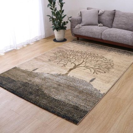 ラグ カーペット ウィルトン 長方形 風景画 抗菌防臭 約80×140cm 新生活