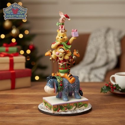 プー&フレンズ スタッキング 24.7cm くまのプーさん クリスマス | ディズニー トラディションズ ジムショア グッズ フィギュア 人形 置物 彫刻 Jim Shore 正規輸入品