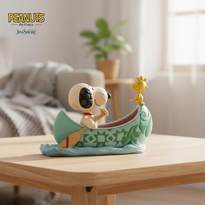 スヌーピー&ウッドストック イン カヌー 10.3cm | ジムショア ピーナッツ グッズ フィギュア 人形 置物 彫刻 Jim Shore 正規輸入品