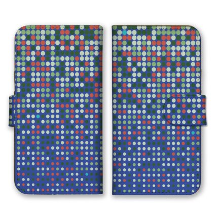 ＼全機種対応／ スマホケース 手帳型 スマホカバー 手帳タイプ スマートフォン ケース カバー ドット モザイク カラフル ブルー レッド パターン かわいい おしゃれ カードホルダー付き カード収納 合皮 合成レザー