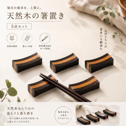 箸置き 5個セット 天然木 木製 箸置きセット 和風 カトラリーレスト はし置き ナチュラル シンプル おしゃれ 来客用 普段使い 和食 洋食 食卓