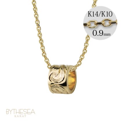ゴールド ネックレス ハワイアンジュエリー ネックレス チューブ イエローゴールド ネックレス スクロールチューブ Sサイズ 14k カットあずきチェーン太0.9mm ギフトラッピング可能 メンズ レディース プレゼント クリスマス 【品番：CG-GP127-CH123】