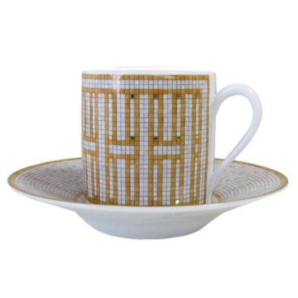 エルメス 食器 HERMES モザイク ヴァンキャトル 026017P コーヒーカップ＆ソーサー 一客 100ml 洋食器 26017P 誕生日 還暦祝い 結婚祝い 結婚式 バレンタイン 高級 ホワイトデー 父の日 母の日【スペシャルラッピング660円(別売り)】 即日発送