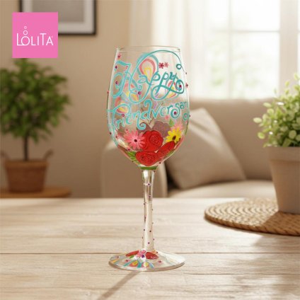 Lolita ワイングラス HAPPY FRIENDVERSARY 22cm 友達記念日 | かわいい おしゃれ ポップ モダン デザイン食器 アート ロリータ･ヤンシー 正規輸入品