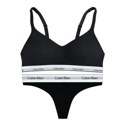 カルバンクライン Calvin Klein(CK) ブラ&ショーツ Tバック セット ノンワイヤー ロゴ 無地 下着 アンダーウェア QP3561O+F3786 レディース ブラック