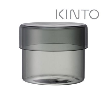 KINTO キントー SCHALE ガラスケース 500ml スモーク[ガラス 保存容器 キャニスター 浅型 ガラスキャニスター おしゃれ キッチン インテリア 衛生用品 食品 電子レンジ対応 筒状 筒形 グレー 透明 清潔感 砂糖 塩 調味料 収納]