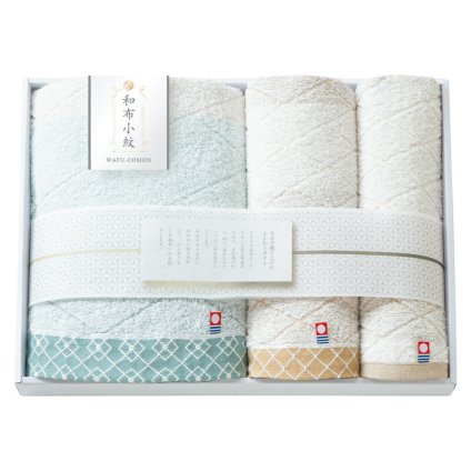 実りの秋の贈り物 タオルセット 和布小紋【Modern】 バスタオル（60×110cm）･フェイスタオル（34×75cm）･ウォッシュタオル（34×30cm）×各1