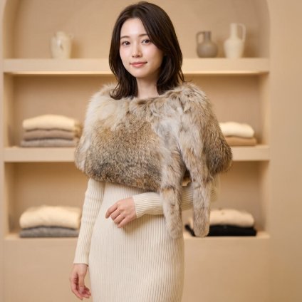 ファー ストール レディース リンクス 毛皮 秋冬 スヌード 本物 リアルファー 母 女性 ギフト プレゼント 7F (104074r)