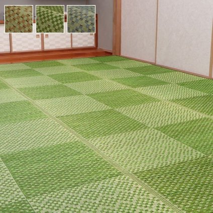 夏ラグ 夏用カーペット ラグ 国産 純国産 日本製 小林製薬 持続性抗菌剤 KOBA-GUARD 制菌 抗菌防臭 夏 い草 市松 モダン 滑り止め 不織布 約191×191cm 新生活