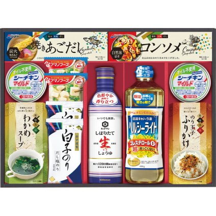 日清オイリオ 調味料ギフト [26-2902-100] NCH-50 アマノフリーズドライ おみそ汁 シーチキン 焼きあごだし しょうゆ ヘルシーライト 詰め合わせ 贈り物 御中元 御歳暮 内祝い 出産 結婚 お返し ギフト