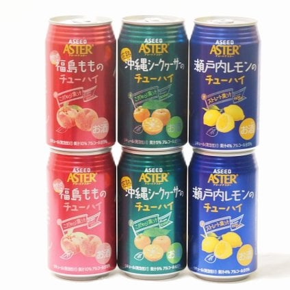 こだわり国産果汁6本セット(ストレート果汁瀬戸内レモンのチューハイ ストレート果汁完熟沖縄シークヮーサーのチューハイ ストレート混濁果汁福島もものチューハイ) 350ml×6本