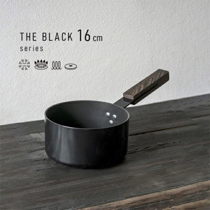 ◎THE BLACK ブラックキャセロール16cm IH対応[片手鍋 キャセロール 小鍋 アルミ 素材 深型 おしゃれ スタイリッシュ IH ガス 電気コンロ ガス対応 調理器具 キッチン 海外ブランド 蓋なし]