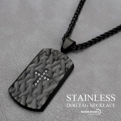 ステンレス 無骨 存在感 シンプル メンズネックレス プレート 黒 ブラック ペンダント ドッグタグネックレス プレートネックレス ストーン付き チェーン付き 男性