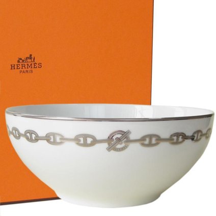 エルメス 食器 HERMES シェーヌダンクル プラチナ 004128p 25cm ボウル サラダボウル 大鉢 洋食器 4128P 【スペシャルラッピング660円(別売り)】 誕生日 お中元 還暦祝い 結婚祝い 結婚式 バレンタイン 高級 ホワイトデー 父の日 母の日【スペシャルラッピング660円(別売り)】 即日発送