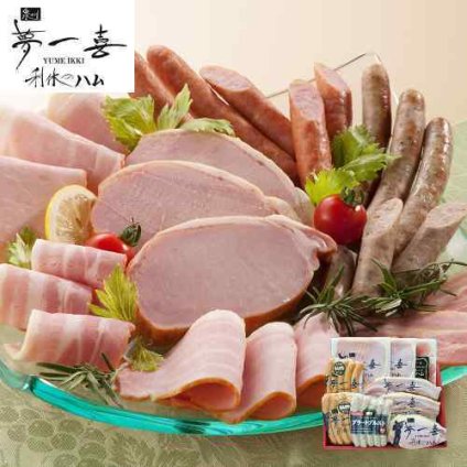 大阪 夢一喜 熟成 ハム ウインナー 詰合せ 5種 セット ロースハム ブロック スライス ベーコン ステーキ ソーセージ ギフト お中元 お歳暮 内祝い お取り寄せ グルメ 贈り物 贈答 高級 肉 お返し 父の日 洋食 食品
