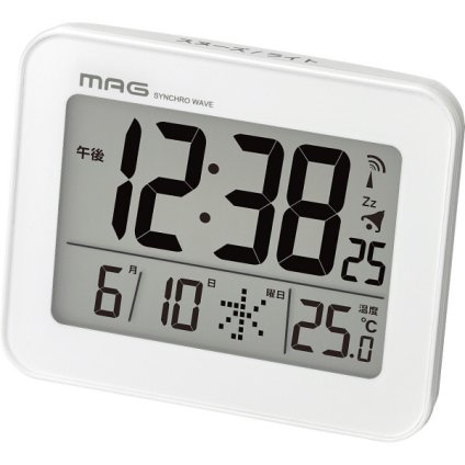 【直送】MAG デジタル電波目覚まし時計 ファルマン ホワイト [26-0248-011] T-776WH-Z 電波時計 置時計 めざまし時計 温度表示 スヌーズ ライト付き コンパクト ギフト プレゼント 引越し祝い 新築祝い