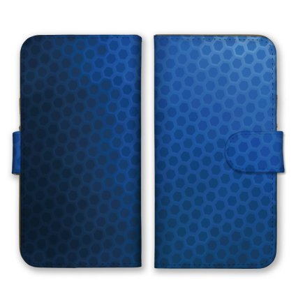 ＼全機種対応／ スマホケース 手帳型 スマホカバー 手帳タイプ スマートフォン ケース カバー 六角形 ハニカム 幾何学模様 ブルー かわいい おしゃれ かっこいい カードホルダー付き カード収納 合皮 合成レザー