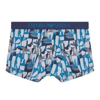 エンポリオアルマーニ：ALL OVER PRINTED MICROFIBER ボクサーパンツ (ブルー・イーグル)[ボクサーパンツ/ 男性下着/ メンズインナー/人気ブランド/おすすめギフト/誕生日プレゼント/メンズファッション]