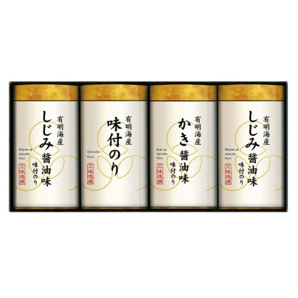 実りの秋の贈り物 三味逸撰 こだわり味付海苔詰合せ 有明海産しじみ醤油味付海苔（8切16枚）×2、有明海産味付海苔･有明海産かき醤油味付海苔（各8切16枚）×各1