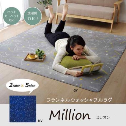 抗菌・防臭 ウォッシャブル フランネル ホットカーペットカバー 『WSミリオン RUG」約200×250cm