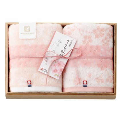 今治謹製 さくら紋織 桜染めフェイスタオル2P(木箱入)  ／タオル 日用品・ヘルスケア 敬老の日 プレゼント ギフト お彼岸 お供え 秋 2026 送料無料 ギフト プレゼント プチギフト 内祝い 快気祝い 出産祝い 結婚祝い 引出物 新築祝い お返し