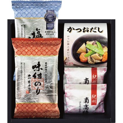 海苔食べくらべバラエティセット [26-7612-010] YU-152 有明海産味付のり 有明海産塩のり 紀州南高梅 かつおだし 詰め合わせ セット ギフト 出産内祝い 結婚内祝い お返し 内祝い