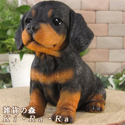 犬　置物 リアル　仔ダックスフンド　ブラックタン　お座り　Bタイプ　いぬ　動物オブジェ　ガーデン　オーナメント　店舗　カウンター　装飾　オブジェ　インテリア　玄関先　庭　犬好きさん人気ギフト　動物人気ギフト　クリスマスプレゼント　お誕生日祝い　母の日人気　父の日人気　敬老の日人気