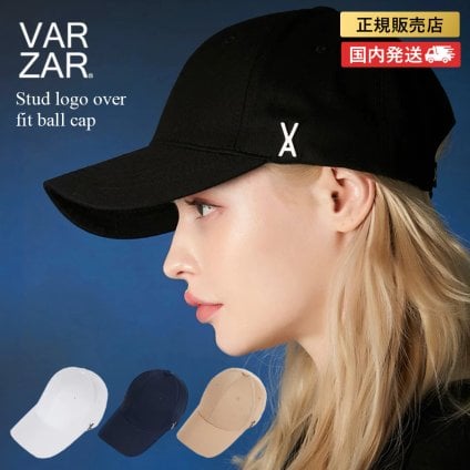 【正規品 国内発送 送料無料】 VARZAR バザール 韓国 帽子 キャップ 深め 小顔効果 顔が見えづらい 紫外線対策 レディース メンズ 人気 ファッション Stud logo over fit ball cap スタッズ コットン100％ ユニセックス オーバーフィット