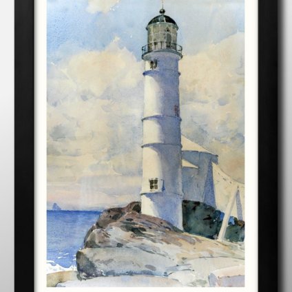 チャイルド ハッサン Lighthouse, Isle of Shoals A3 サイズ ポスター アート おしゃれ 絵画 インテリア 北欧 イラスト マット紙 艶消し アートパネル 額 フレーム デザイン 壁掛け ギフト 新築祝い ディスプレイ 引越し祝い　新生活　空間デザイン 