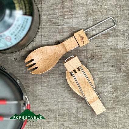 FORESTABLE FOLDABLE ス・フォーク[木製 折りたたみ 先割れスプーン アウトドア キャンプ 登山 ピクニック ランチ お弁当 カトラリー 携帯 折りたたみ式 フォークスプーン 大人 子ども 弁当]