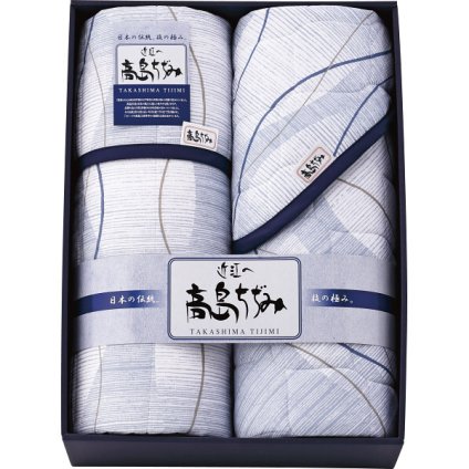 高島ちぢみ 洗えるキルト肌掛けふとん＆敷パット [26-2840-040] TT-622 掛け敷布団セット ｜ 綿100% 独特のシボ 日本製 ｜ 来客用 ファミリー ギフト 内祝い 香典返し | 高島ちぢみ ウォッシャブル ｜ 化粧箱入