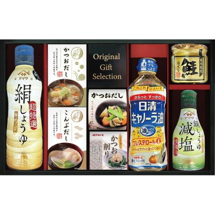 ヤマサ 絹しょうゆ バラエティギフト [26-2753-015] KI-50R2 調味料ギフト 絹しょうゆ 減塩 しょうゆ だしの素 鮭ほぐし キャノーラ油 詰め合わせ 贈り物 御中元 御歳暮 内祝い 出産 結婚 お返し ギフト
