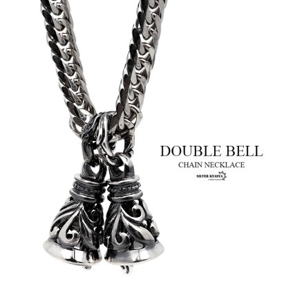 6面カット ダブル喜平ネックレス ツインベル クレーンベル シルバー 銀 鐘 ダブルベル ペンダント メンズ HIPHOP b系 50cm 60cm 男性