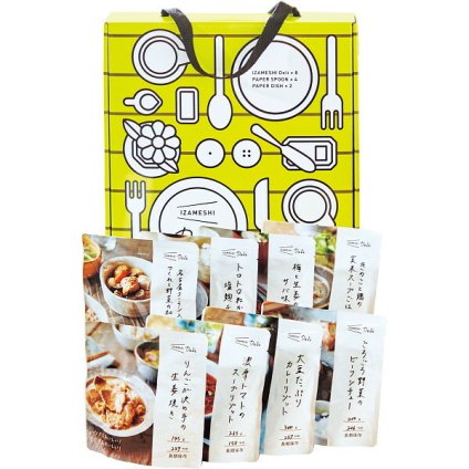 【直送】イザメシ キャリーボックスデリ [26-0484-041] 8種 セット IZAMESHI 非常食 保存食 防災食 詰め合わせ 簡易テーブル リゾット スープ おかず 紙皿 スプーン付き ギフト プレゼント 内祝い