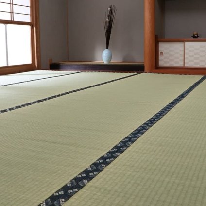 夏ラグ 夏用カーペット 純国産 い草 上敷き カーペット 糸引織 『梅花』 六一間2畳(約185×185cm）