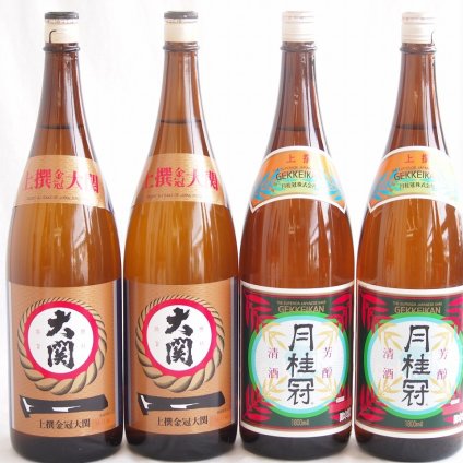 祝い酒日本酒 4本セット(大関 上撰金冠 清酒(兵庫県) 月桂冠 上撰 清酒(京都府)) 1800ml×4本