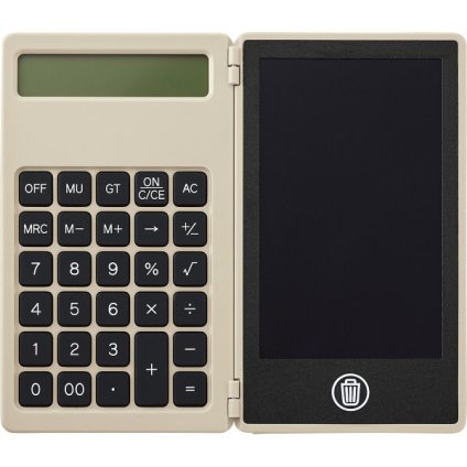 【直送】電卓付き電子メモ 4.4インチ グレージュ [26-0604-101] 0057-03 専用タッチペン付き 折りたたみ式 電子メモパッド デジタルメモ 持ち運び便利 プレゼント ギフト