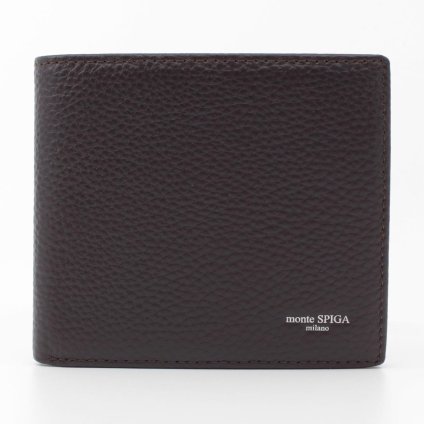 モンテスピガ　monte SPIGA　二つ折り財布　MOSMSP104DBR　ダークブラウン　濃茶　シュリンクレザー　牛革　ウォレット