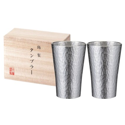 本錫タンブラー225ml 六花(りっか)中 ペア(木箱入)  ／タンブラー 食器 キッチン用品 敬老の日 プレゼント ギフト お彼岸 お供え 秋 2026 送料無料 ギフト プレゼント プチギフト 内祝い 快気祝い 出産祝い 結婚祝い 引出物 新築祝い お返し
