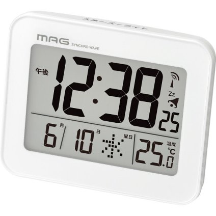 【直送】MAG マグ デジタル電波目覚まし時計 ファルマン [26-0544-060] T-776 WH-Z 目覚まし時計 置き時計 電波時計 温湿度表示 カレンダー表示 ライト付き ホワイト アラーム スヌーズ シンプル おしゃれ ギフト プレゼント