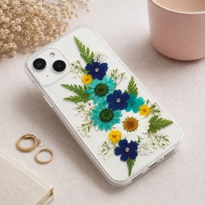 【ほぼ全機種対応スマホケース❁】押し花スマホケース NO.518（ブルー）（着日指定不可） 押し花＆レジン iPhone/Xperia/AQUOS/Galaxy他