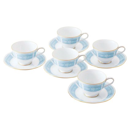 ノリタケ レースウッドゴールド ティー･コーヒー碗皿5客セット  ／マグカップ・ティーカップ コーヒー・お茶用品 キッチン用品 敬老の日 プレゼント ギフト お彼岸 お供え 秋 2026 送料無料 ギフト プレゼント プチギフト 内祝い 快気祝い 出産祝い 結婚祝い 引出物 新築祝い お返し