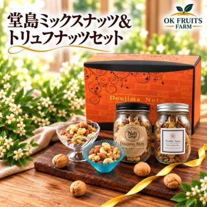 お歳暮 ギフト ナッツ お菓子 親 変わり種 おしゃれ 年配 送料無料 高級 白トリュフミックスナッツ 7種ミックスナッツ セット お菓子 送料無料 おしゃれ 昨年4527個の販売実績 ナッツ  【堂島7種ミックスナッツ＆トリュフミックスナッツ中瓶セット】