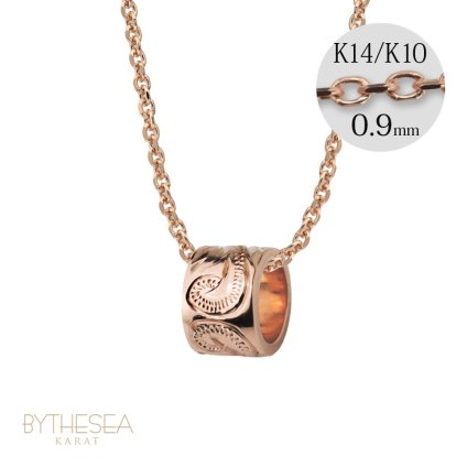 ゴールド ネックレス ハワイアンジュエリー ネックレス ゴールド ピンクゴールド 14K K14 ネックレス スクロールチューブ Sサイズ 14k カットあずきチェーン太0.9mm ギフトラッピング可能 BY THE SEA バイザシー プレゼント クリスマス 【品番：CG-GP127R-CH123】