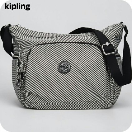 キプリング ショルダーバッグ レディース ブランド Kipling ガブ S PE+ ロゴ ワンポイント 総柄 ストライプ KI8039-4SY Diagonal Jacquard 黒