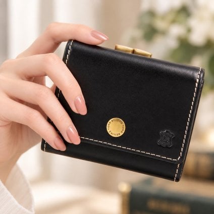 ベリーズヨーク　BELLIES YORK　三つ折り財布　ガマ口ポケット　BYTM1943BK　ブラック　黒色　ベジタブルタンニン　イタリアンレザー　牛革　”エイジングを楽しむ革小物”