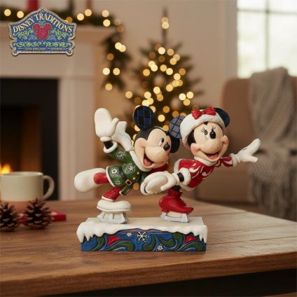 ミッキー ミニー アイススケート 12.7cm クリスマス | ディズニー トラディションズ ジムショア グッズ フィギュア 人形 置物 彫刻 Jim Shore 正規輸入品