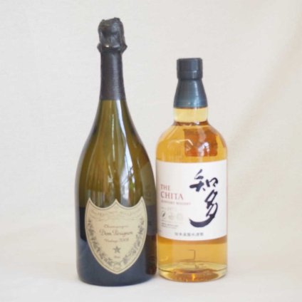 正規ドンペリと知多蒸留所謹製 知多 サントリーウイスキー シングルグレーンモルト 700ml　2本セット