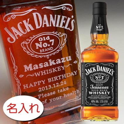 【名入れ お酒 彫刻 × ジャック ダニエル ブラック 正規・1750ml（1.75L 1.75リットル） / オリジナルラベル / クラフト箱】特大ボトル Jack Daniel's BLACK LABEL old No.7 Whiskey 名入り ボトル プレゼント ラベル レリーフ 名前入り ウイスキー オリジナル ギフト 刻印